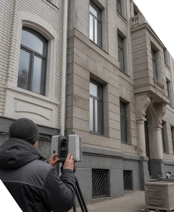Лазерное сканирование фасадов зданий для обследования в Урюпинске